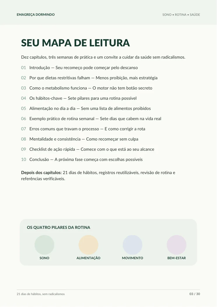 Página 3 do e-book mostrando os pilares de uma rotina saudável